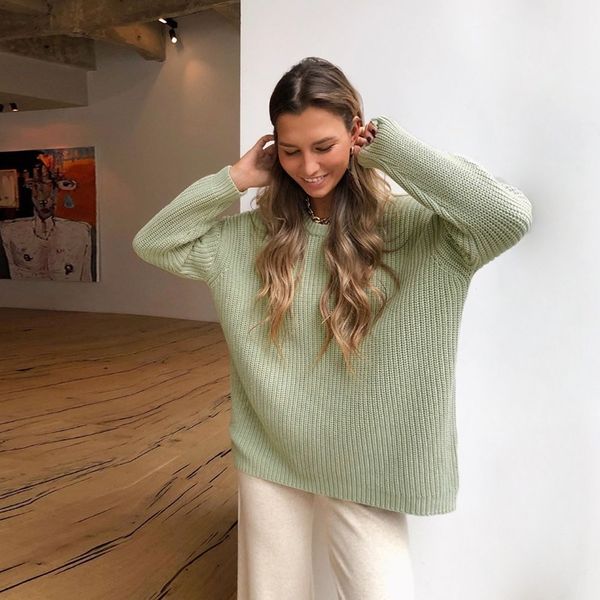 wotwoy casual autumn oversized sweater women loose solid knitted pullovers women long sleeve o-neck korean sweaters female 201030, White
wotwoy casual autumn oversized sweater women loose solid knitted pullovers women long sleeve o-neck korean sweaters female 201030, White