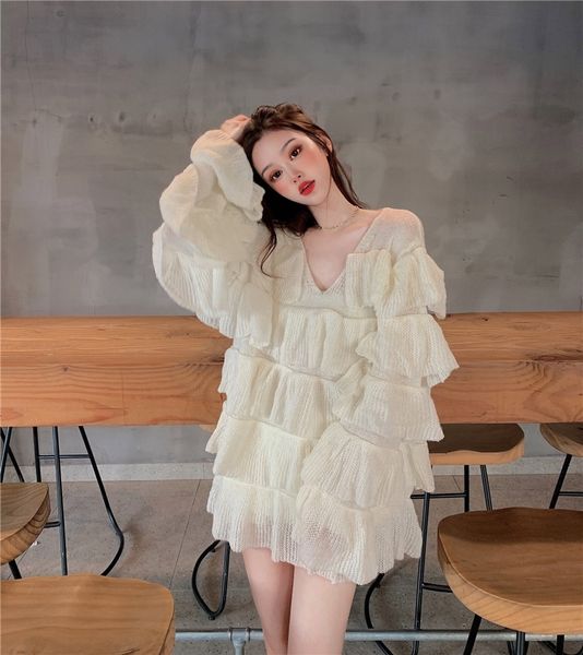 hsev4 solid color v-neck 2020 dress sweater fall cake new flared dresscake skirt dressloose medium length dress sleeve skirt 6ghut, White;black
hsev4 solid color v-neck 2020 dress sweater fall cake new flared dresscake skirt dressloose medium length dress sleeve skirt 6ghut, White;black
