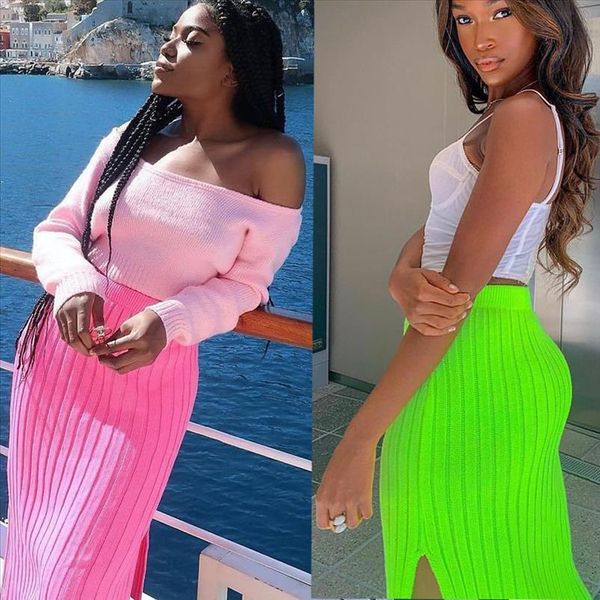 side split knitted skirt women girls neon green elastic high waist autumn winter ribbed skirt pink slim long, Black
side split knitted skirt women girls neon green elastic high waist autumn winter ribbed skirt pink slim long, Black