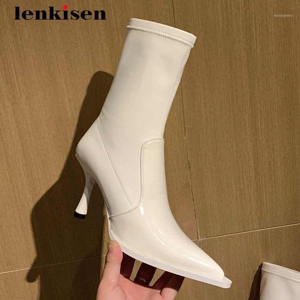 lenkisen 2020 genuine leather stretch thin high heel pointed toe slip on elegant lady mid-calf boots l7f11, Black
lenkisen 2020 genuine leather stretch thin high heel pointed toe slip on elegant lady mid-calf boots l7f11, Black