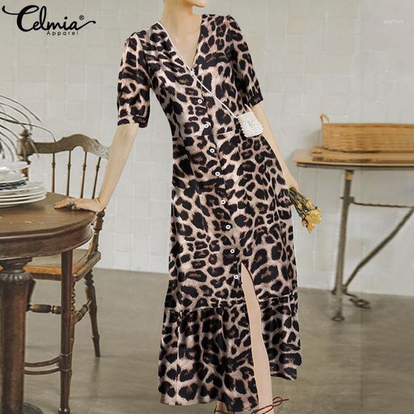 casual dresses celmia bohemian leopard print dress summer women fashio ruffles maxi long sundress v neck short sleeve beach vestidos plus si, Black;gray
casual dresses celmia bohemian leopard print dress summer women fashio ruffles maxi long sundress v neck short sleeve beach vestidos plus si, Black;gray