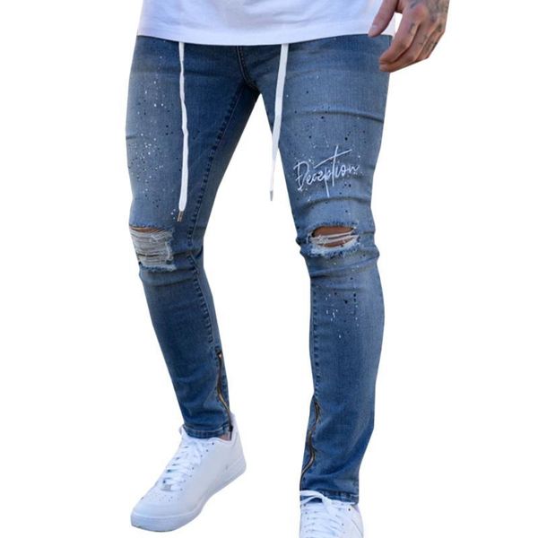 hole casual men clothing letter printed pencil pants men's jogger trousers denim pant jeans kg-54, Blue
hole casual men clothing letter printed pencil pants men's jogger trousers denim pant jeans kg-54, Blue