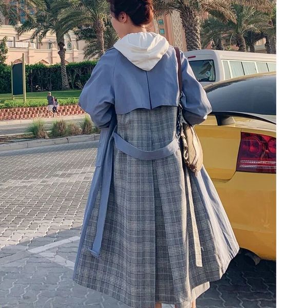 2019 autumn new korean fashion women's striped stitching lattice windbreaker lapel collar full sleeve casual long coat, Black;white
2019 autumn new korean fashion women's striped stitching lattice windbreaker lapel collar full sleeve casual long coat, Black;white