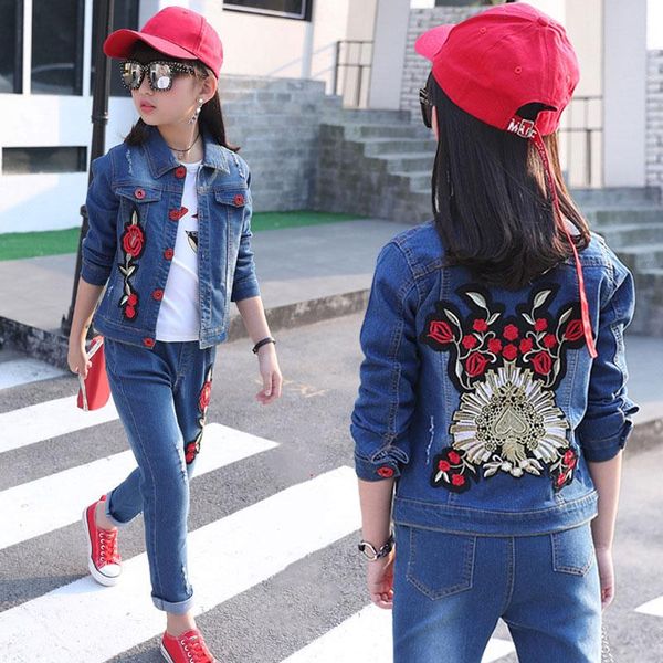 jackets long sleeve blue denim washed embroidered flower clothes clothing outwear for girls 3-14 years single jacket, Blue;gray
jackets long sleeve blue denim washed embroidered flower clothes clothing outwear for girls 3-14 years single jacket, Blue;gray