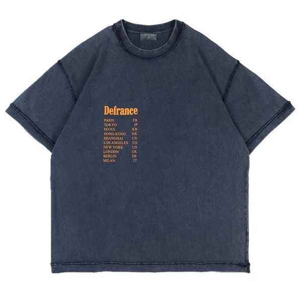 men's t-shirts 2021 summer new high street hip hop fashion brand men's and women's loose pure cotton washed old fake two shor, White;black