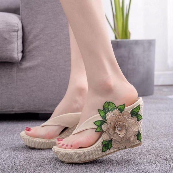 slippers woman lady home casual beach flip flops sandals women summer high heel1, Black
slippers woman lady home casual beach flip flops sandals women summer high heel1, Black