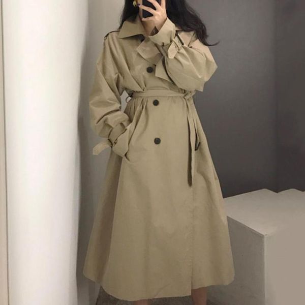 women's trench coats spring autumn fashion casual coat long outerwear loose clothes for lady with belt, Tan;black
women's trench coats spring autumn fashion casual coat long outerwear loose clothes for lady with belt, Tan;black