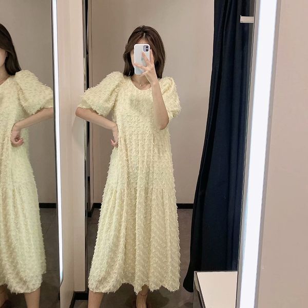aachoae women elegant long dress 2020 puff short sleeve loose casual dress ladies yellow pleated midi dresses vestidos mujer lj201203, White;black
aachoae women elegant long dress 2020 puff short sleeve loose casual dress ladies yellow pleated midi dresses vestidos mujer lj201203, White;black
