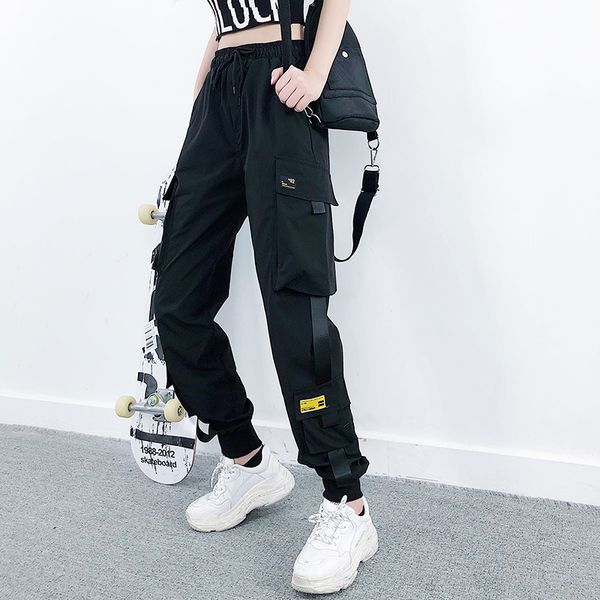 women fashion streetwear cargo pants black ankle length elastic waist joggers female loose trousers casual plus size haren pants 1017, Black;white
women fashion streetwear cargo pants black ankle length elastic waist joggers female loose trousers casual plus size haren pants 1017, Black;white
