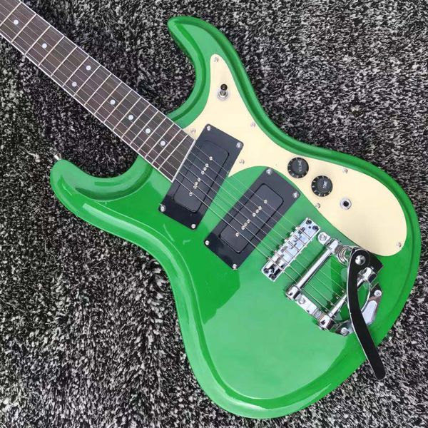 custom mosrite style electric guitar with tremolo in green
custom mosrite style electric guitar with tremolo in green
