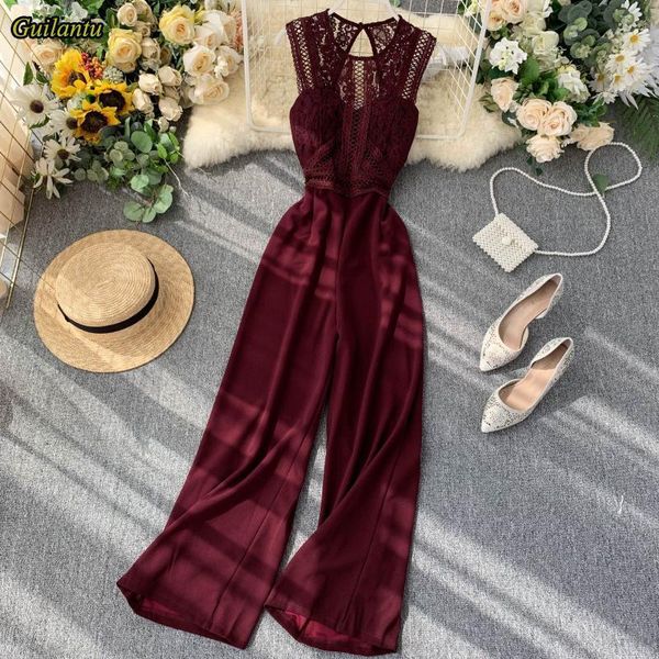 women summer office overalls length jumpsuits women o neck sleeveless patchwork lace hollow out rompers female, Black;white
women summer office overalls length jumpsuits women o neck sleeveless patchwork lace hollow out rompers female, Black;white