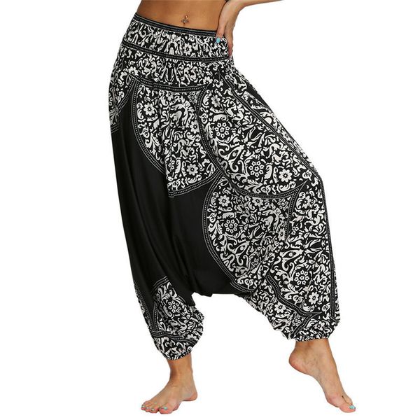 sarouel pantalons boho harem pants women ethnic print summer hippie trousers elastic high waist pleated lantern sport pants lj201130, Black;white
sarouel pantalons boho harem pants women ethnic print summer hippie trousers elastic high waist pleated lantern sport pants lj201130, Black;white