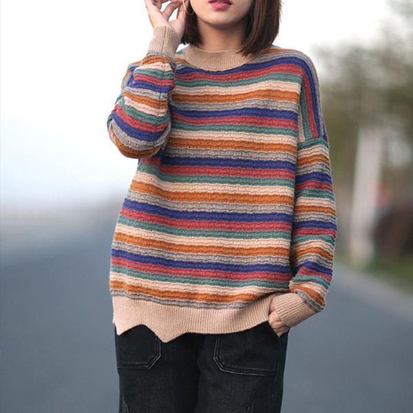women pullover striped sweaters soft cloths 2019 winter new long sleeve o-neck mori girl vintage sweaters1, White;black
women pullover striped sweaters soft cloths 2019 winter new long sleeve o-neck mori girl vintage sweaters1, White;black