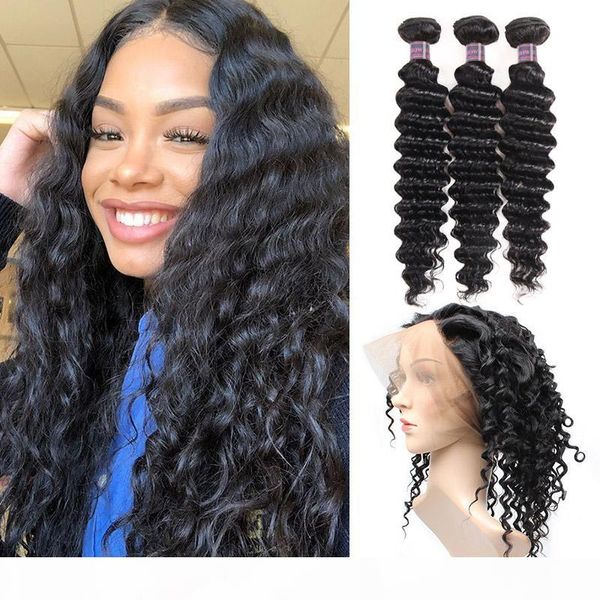 8a brazilian human hair bundles with closure deep wave hair 360 lace frontal with 3 bundles 100% unprocessed virgin human hair extensions, Black
8a brazilian human hair bundles with closure deep wave hair 360 lace frontal with 3 bundles 100% unprocessed virgin human hair extensions, Black