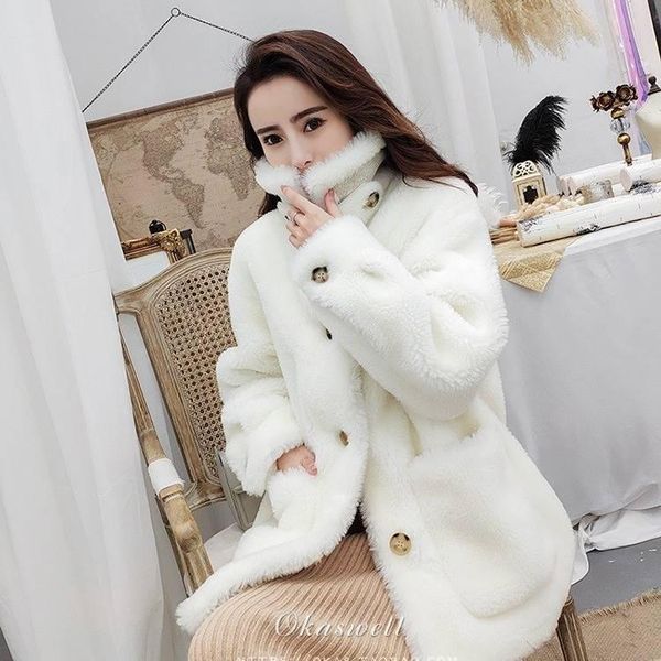 women's fur & faux 2021 women coat winter single breasted jacket female lamb short motorcycle sheepskin shearling street b91, Black
women's fur & faux 2021 women coat winter single breasted jacket female lamb short motorcycle sheepskin shearling street b91, Black