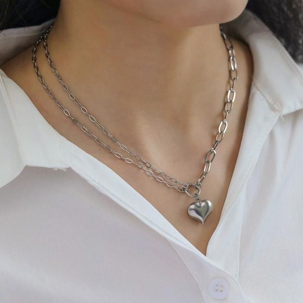 chokers fashion punk steel sweet heart shape pendant necklace silver color chain accessories for women dating party gift, Golden;silver
chokers fashion punk steel sweet heart shape pendant necklace silver color chain accessories for women dating party gift, Golden;silver