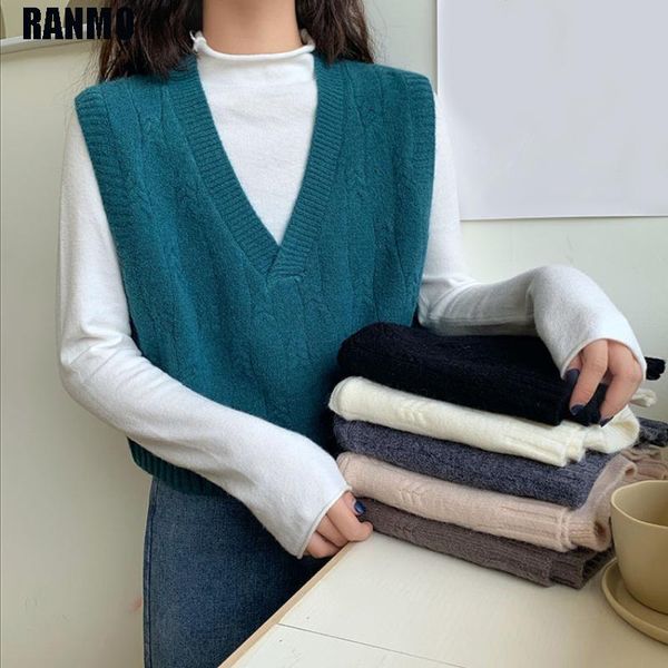 women's vests ranmo v neck sweater vest women jumper korean style sleeveless pullover knitted black winter slim female waistcoat chic t, Black;white
women's vests ranmo v neck sweater vest women jumper korean style sleeveless pullover knitted black winter slim female waistcoat chic t, Black;white