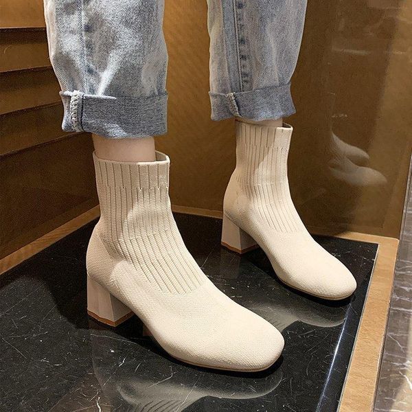 knitted sock boots women stretch fabric thick heel ankle boots women outdoor elegant high heel elastic short 2020, Black
knitted sock boots women stretch fabric thick heel ankle boots women outdoor elegant high heel elastic short 2020, Black