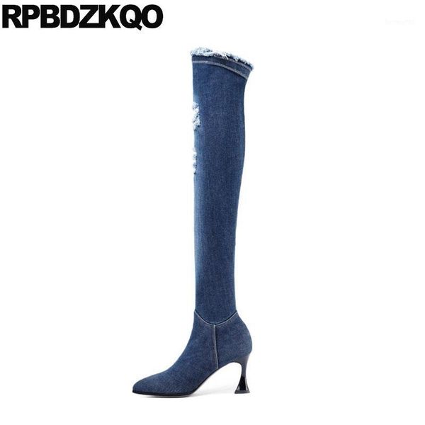 boots 10 designer over the knee jeans winter shoes european fur blue denim women pointed toe stiletto big size high heel slim1, Black
boots 10 designer over the knee jeans winter shoes european fur blue denim women pointed toe stiletto big size high heel slim1, Black