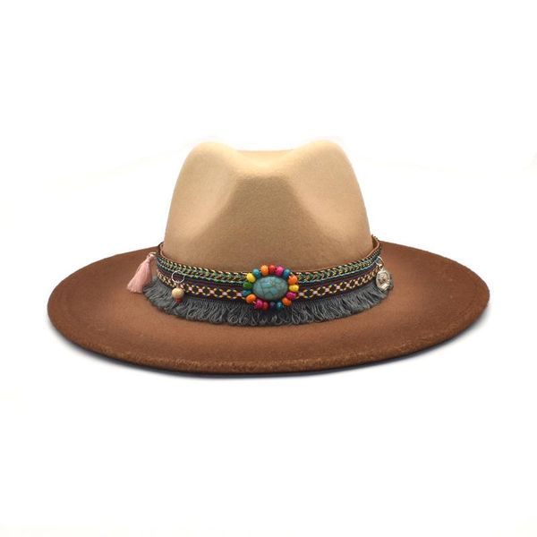 vintage felt fedora hats for women ethnic decoration wide brim trilby cap panama men casual gradient jazz caps bowler hat, Blue;gray
vintage felt fedora hats for women ethnic decoration wide brim trilby cap panama men casual gradient jazz caps bowler hat, Blue;gray