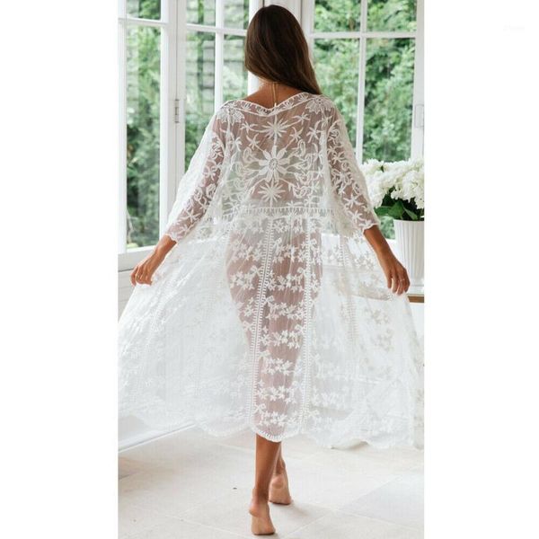 2019 new style fashion women lace cardigan long blouse solid deep v neck see through long sleeve loose1, White
2019 new style fashion women lace cardigan long blouse solid deep v neck see through long sleeve loose1, White