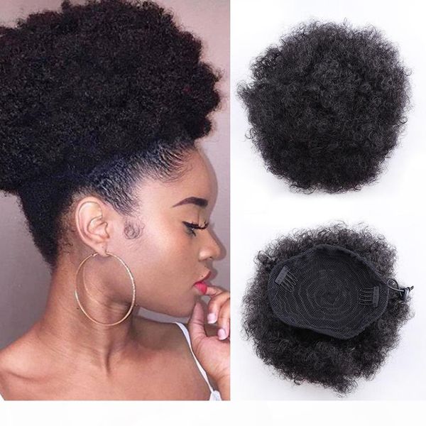 120g high afro puff ponytail drawstring chignon hairpiece short human kinky curly fake hair bun updo clip in hair extensions, Black
120g high afro puff ponytail drawstring chignon hairpiece short human kinky curly fake hair bun updo clip in hair extensions, Black