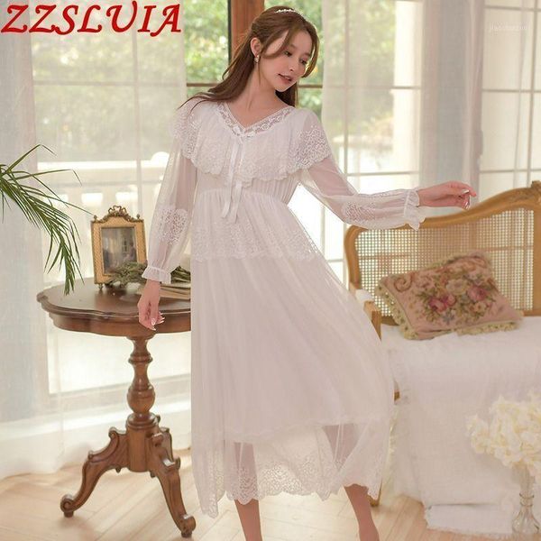 retro princess lace design ladies mesh yarn nightgown dress v neck long sleeve ruffles royal court modal nightdress outerwear1, Black;red
retro princess lace design ladies mesh yarn nightgown dress v neck long sleeve ruffles royal court modal nightdress outerwear1, Black;red