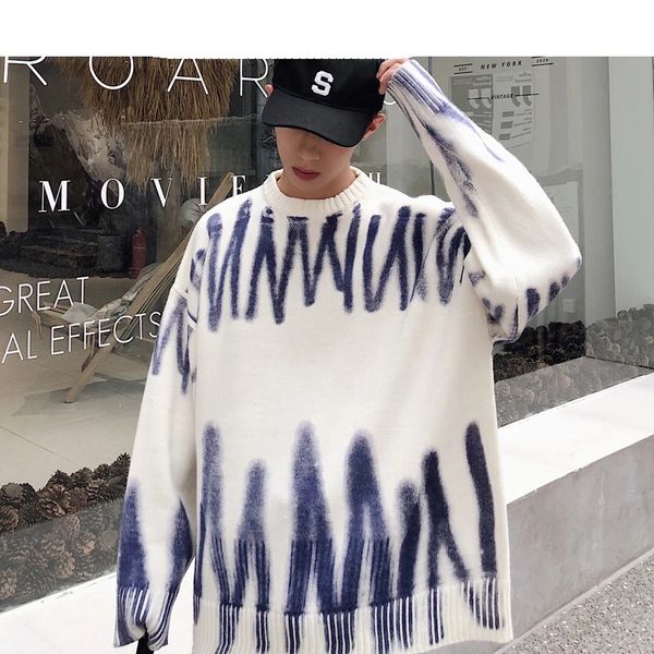 men korean fashions sweaters pullovers 2020 mens streetwear fashions oversized knitted sweater autumn oversized, White;black
men korean fashions sweaters pullovers 2020 mens streetwear fashions oversized knitted sweater autumn oversized, White;black