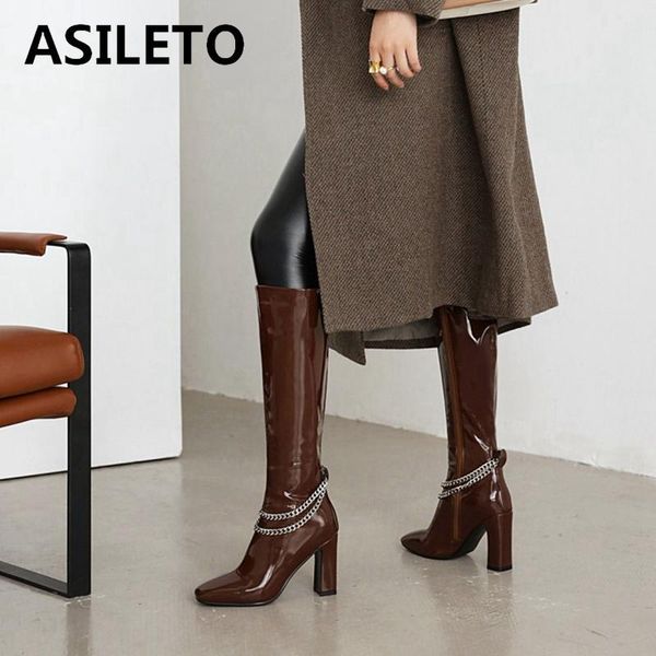 boots asileto winter knee-high square toe chunky heels patent leather zipper solid chain metal big size 34-48 red casual c2043, Black
boots asileto winter knee-high square toe chunky heels patent leather zipper solid chain metal big size 34-48 red casual c2043, Black
