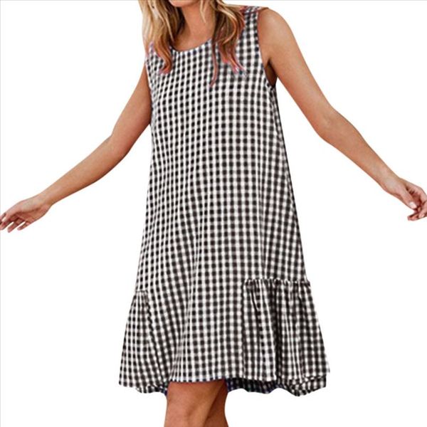 2019 women dress summer casual sleeveless o neck plaid knee length dress ladies beach wear party vestidos mujer, Black;gray
2019 women dress summer casual sleeveless o neck plaid knee length dress ladies beach wear party vestidos mujer, Black;gray