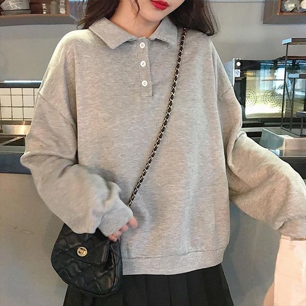 minuoyi in stock spring autumn winter sweatshirts korean solid polo women shirt loose boyfriend style female sweatshirt pullover, Black
minuoyi in stock spring autumn winter sweatshirts korean solid polo women shirt loose boyfriend style female sweatshirt pullover, Black