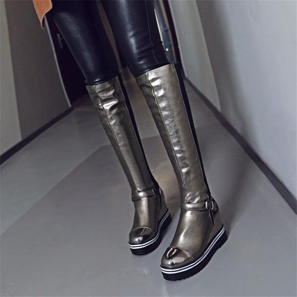siddons women's knee high boots mixed color wedges platform shoes for women internal increase thick bottom female knight boots, Black
siddons women's knee high boots mixed color wedges platform shoes for women internal increase thick bottom female knight boots, Black