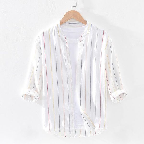 striped 100% linen three-quarter sleeve shirt men summer thin breathable flax dress shirt camisa masculina ts-6131, White;black
striped 100% linen three-quarter sleeve shirt men summer thin breathable flax dress shirt camisa masculina ts-6131, White;black