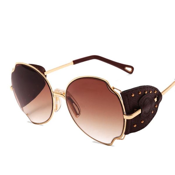 Unisex Luxury Irregular Sunglasses Women Leather Rivet Punk Sun Glasses Metal Personality Female Men Trend Eyewear, White;black
Unisex Luxury Irregular Sunglasses Women Leather Rivet Punk Sun Glasses Metal Personality Female Men Trend Eyewear, White;black
