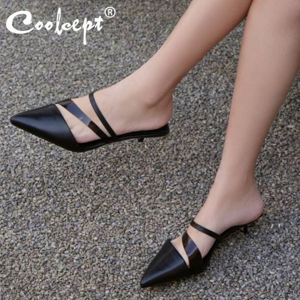 coolcept women sandals pointed toe genuine leather summer thin mid heels girls pumps slip on shoes size 34-39 t200327, Black
coolcept women sandals pointed toe genuine leather summer thin mid heels girls pumps slip on shoes size 34-39 t200327, Black
