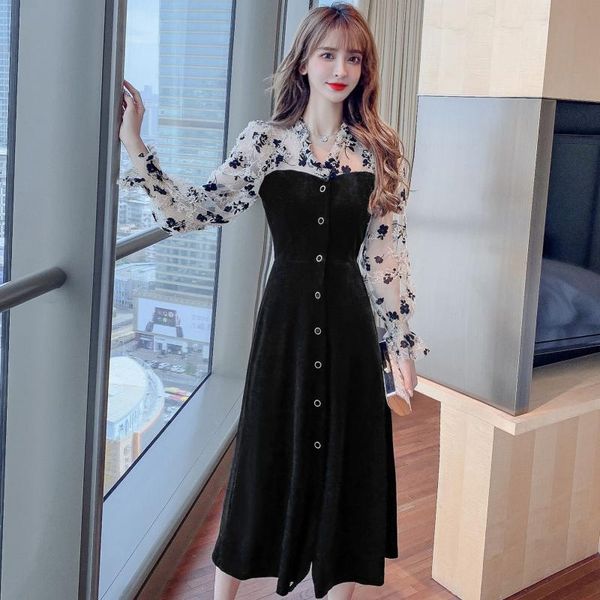 casual dresses coigarsam patchwork women one-piece dress korean spring vintage floral mesh black 962, Black;gray
casual dresses coigarsam patchwork women one-piece dress korean spring vintage floral mesh black 962, Black;gray