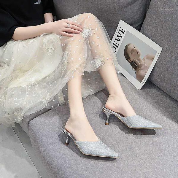 slippers sequin mules shoes women pointed toe sandals summer 6 cm metal heel gold silver 20211, Black
slippers sequin mules shoes women pointed toe sandals summer 6 cm metal heel gold silver 20211, Black