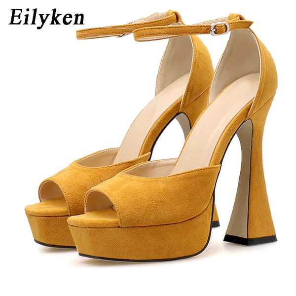 eilyken 2020 summer concise flock strange heels women ankle buckle strap platform shoes new design peep toe sandal femme 0928, Black
eilyken 2020 summer concise flock strange heels women ankle buckle strap platform shoes new design peep toe sandal femme 0928, Black