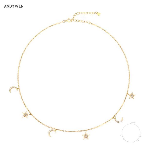 andywen 925 sterling silver gold star moon charm pendant choker necklace chains women luxury crystal fashion fine jewelry
andywen 925 sterling silver gold star moon charm pendant choker necklace chains women luxury crystal fashion fine jewelry