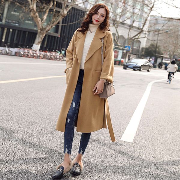 off season 2020 new korean loose tweed women's medium length camel hepburn lace up womens coats for winter woman, Black
off season 2020 new korean loose tweed women's medium length camel hepburn lace up womens coats for winter woman, Black
