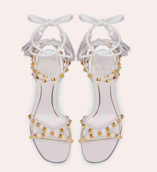designer summer women's sandals rock studs high heels white black calfskin with tassels sandalias mujer lady comfort walking shoes
designer summer women's sandals rock studs high heels white black calfskin with tassels sandalias mujer lady comfort walking shoes