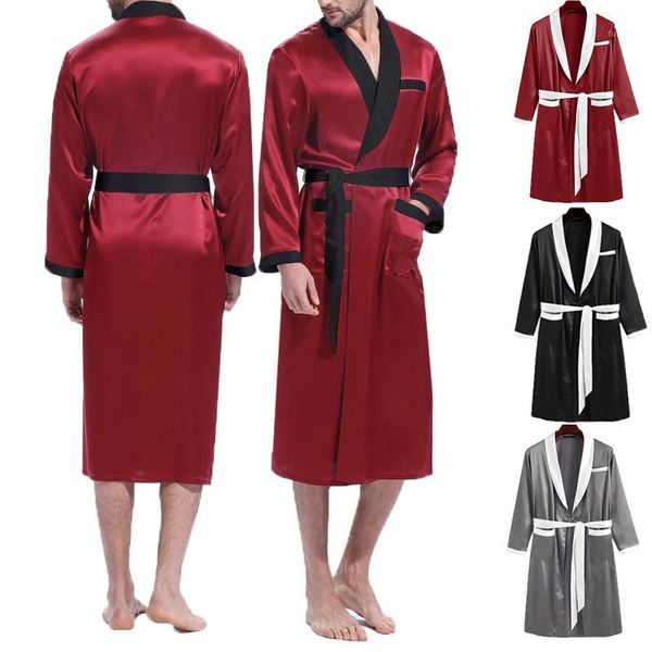 men long sleeve patchwork sleepwear robes v neck bathrobes nightgown leisure comfortable men sleep clothing with belt incerun 71, Black;brown
men long sleeve patchwork sleepwear robes v neck bathrobes nightgown leisure comfortable men sleep clothing with belt incerun 71, Black;brown