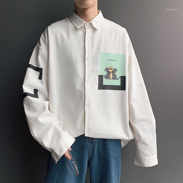men streetwear funny cat print shirt 2020 mens graphic harajuku white shirts long sleeve shirts oversized korean1, White;black
men streetwear funny cat print shirt 2020 mens graphic harajuku white shirts long sleeve shirts oversized korean1, White;black