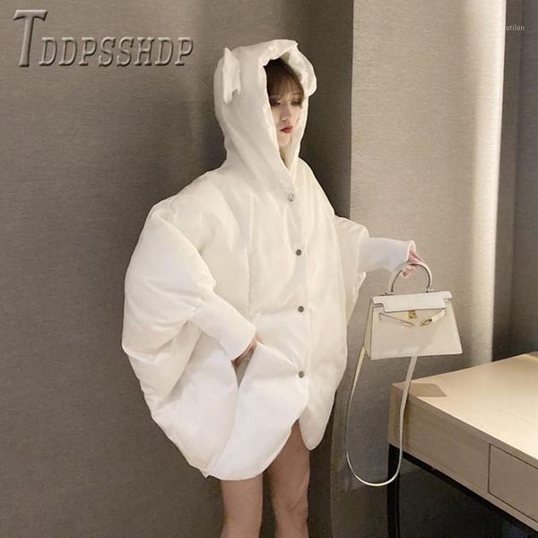 women's down & parkas 2021 korean ears hooded women loose thick warm female coat1, Black