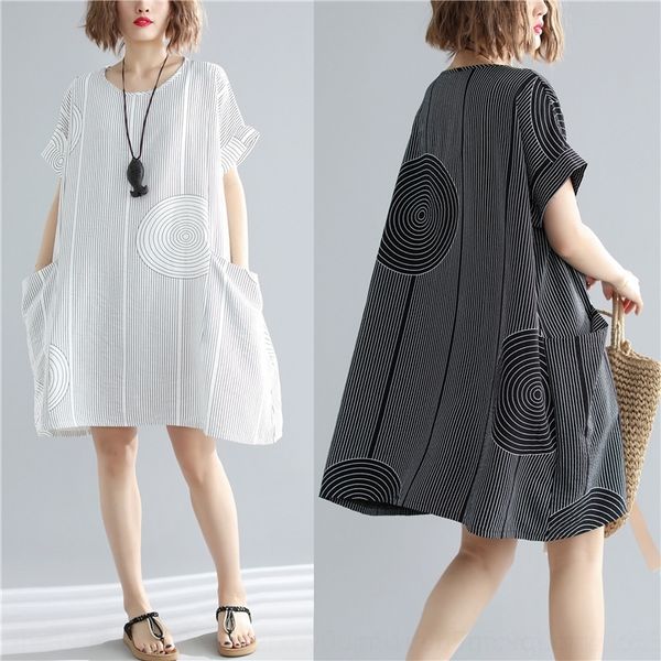 ebs1o 2020 summer new size style cotton and linen striped printed loose large korean short linen fat dress dresscotton and sleeve dressmm po, Black;gray
ebs1o 2020 summer new size style cotton and linen striped printed loose large korean short linen fat dress dresscotton and sleeve dressmm po, Black;gray