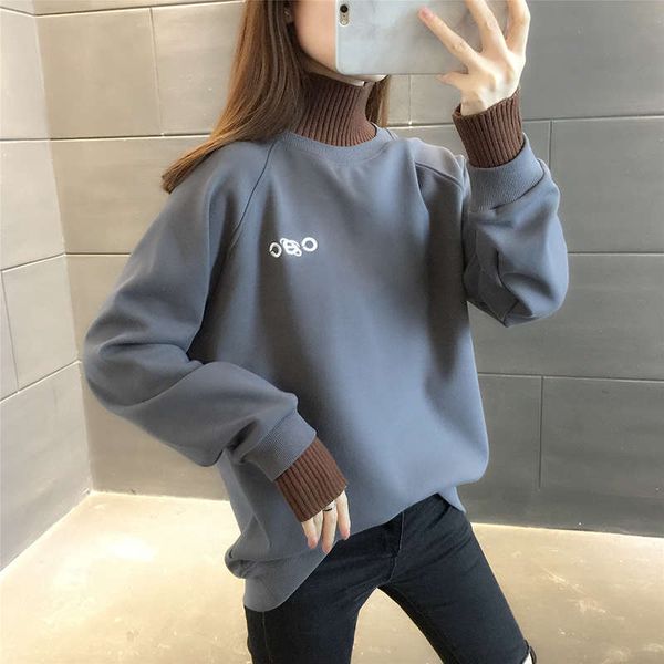high collar and plush sweater women's clothing in 2020 new autumn winter korean loose age reducing clothes on european goods, Black
high collar and plush sweater women's clothing in 2020 new autumn winter korean loose age reducing clothes on european goods, Black