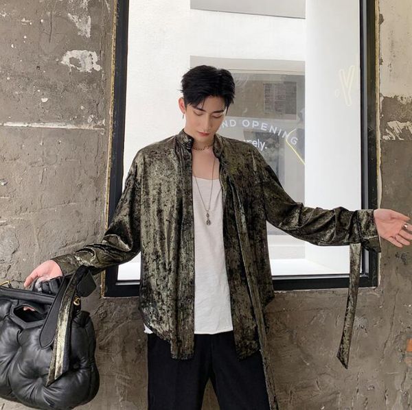 punk shirt men long sleeve shirt ribbon tassel bandage diamond fleece men gold velvet personality stage singer dance b476, White;black
punk shirt men long sleeve shirt ribbon tassel bandage diamond fleece men gold velvet personality stage singer dance b476, White;black