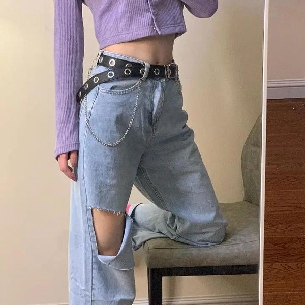 vintage wool edge hole jeans curled straight leg capris high waist jeans loose women's casual ladies pants, Blue
vintage wool edge hole jeans curled straight leg capris high waist jeans loose women's casual ladies pants, Blue