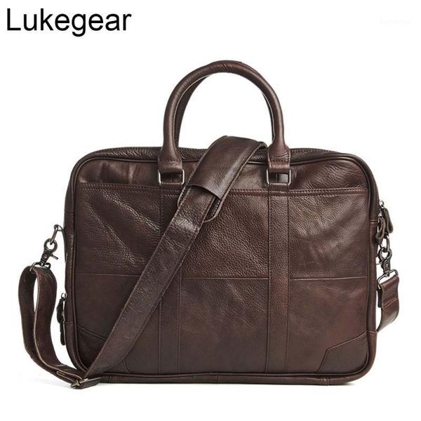 briefcases lukegear lapbags mens cowhide messenger packs genuine leather1