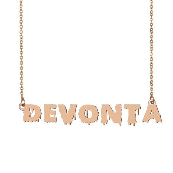 devonta name necklace , cool bloody art name necklace for halloween and santa's day jewelry gift for kids boys girls, Silver
